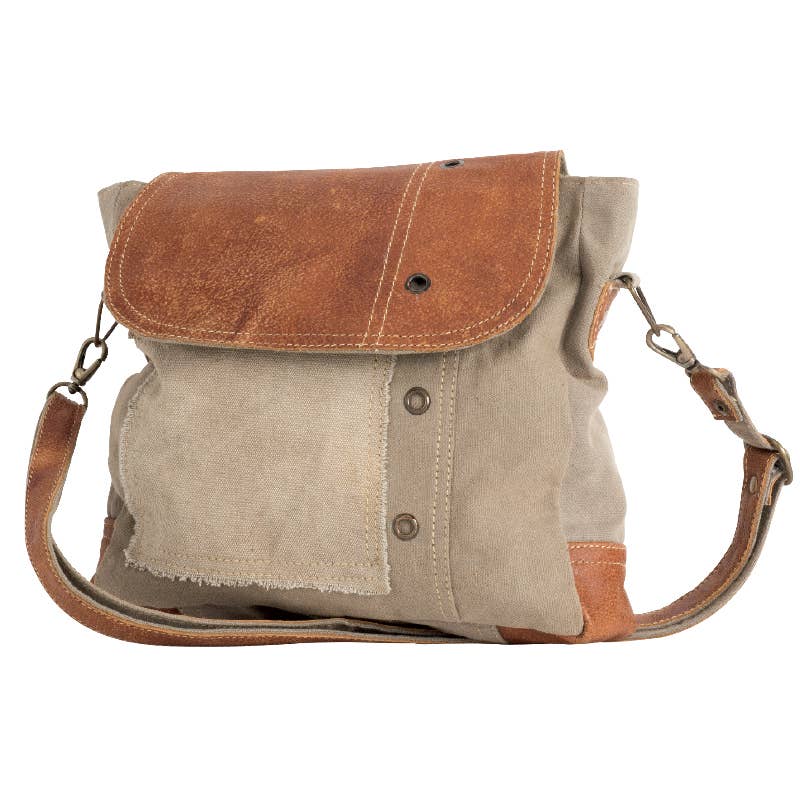 Plain Shoulder Bag With Leather Flap