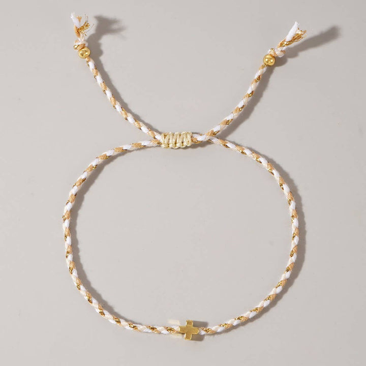 DIY HANDMADE FOUR-COLOR COTTON CROSS BRACELET_CWMM3800