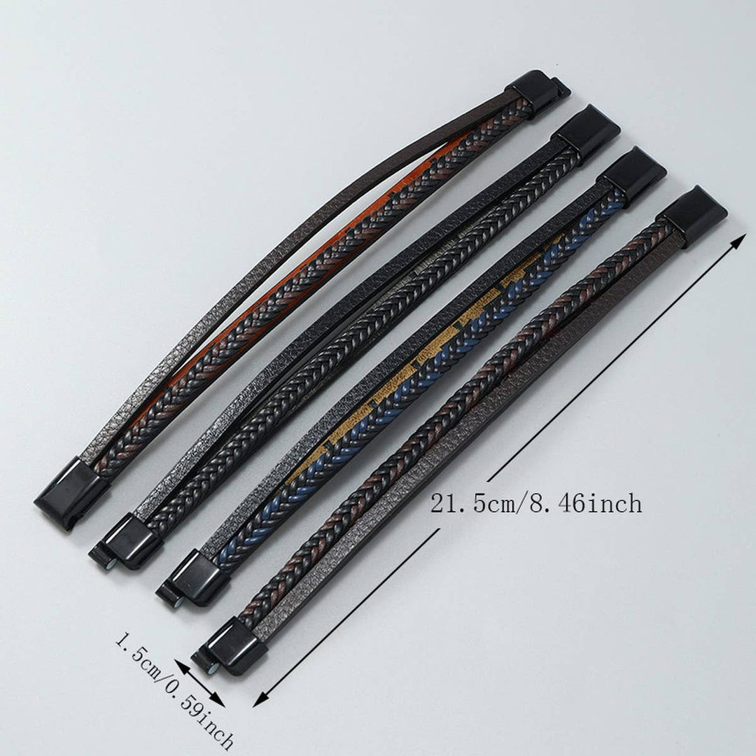 MULTI-LAYER HAND-WOVEN PU LEATHER CROSS BRACELET_CWMM4528