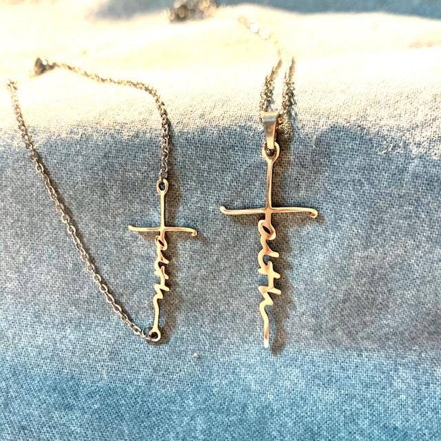 Faith Cross Choker Necklace or Bracelet in Gold or Silver