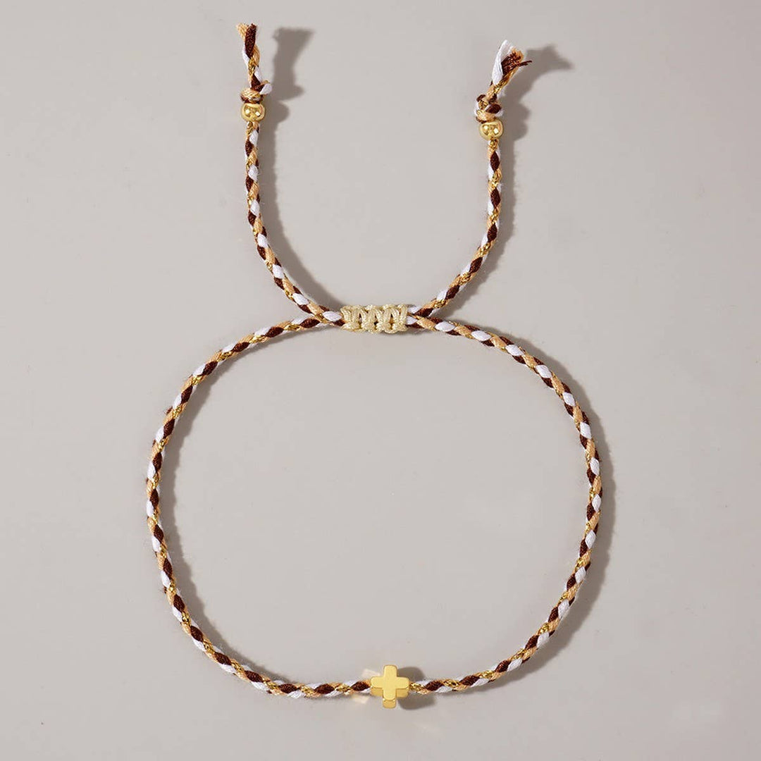 DIY HANDMADE FOUR-COLOR COTTON CROSS BRACELET_CWMM3800