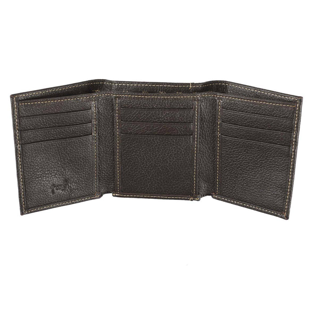 Wallet Leather Brown Crosses Badge