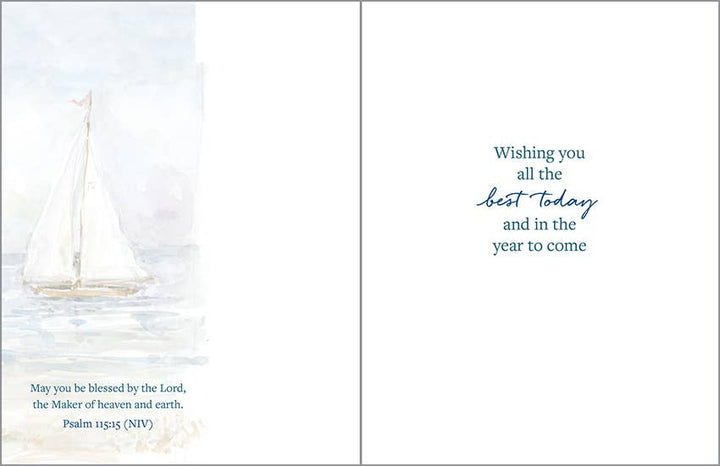 With Scripture Birthday Greeting Card - Sailboats and Gulls