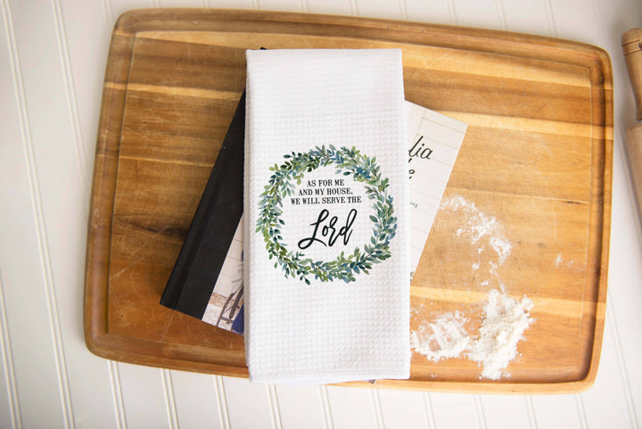 Serve the Lord Kitchen Towel, Foral Dish Towel, Tea Towel