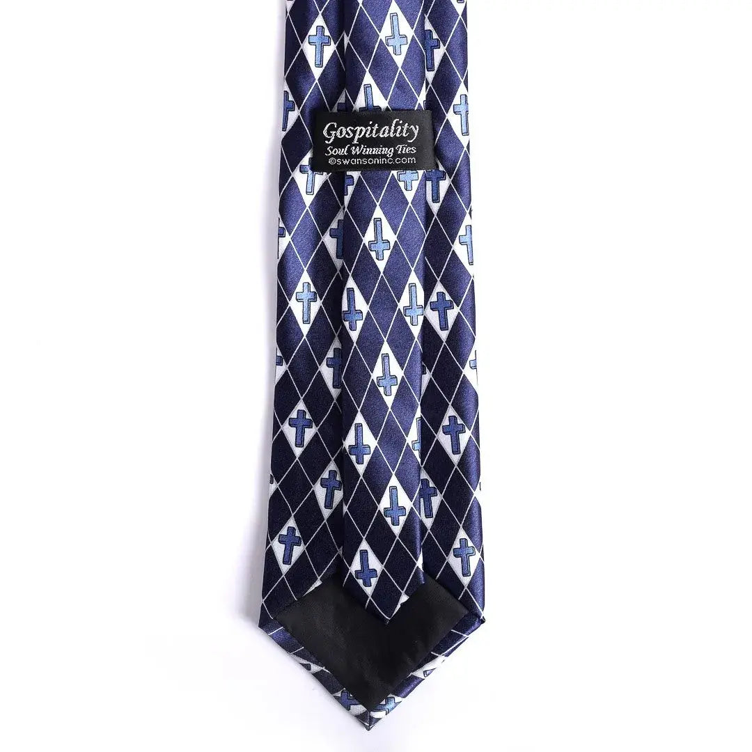 Tie Polyester Diamond Cross Navy