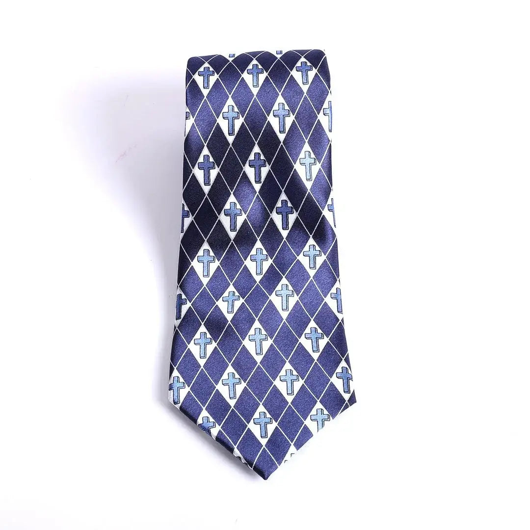 Tie Polyester Diamond Cross Navy