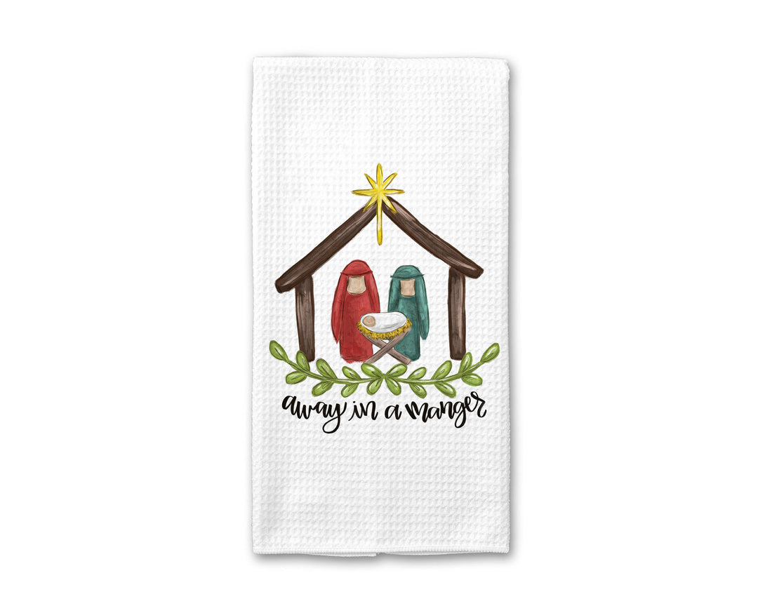 Away In Manger Kitchen Towel, Religious Christmas Decor
