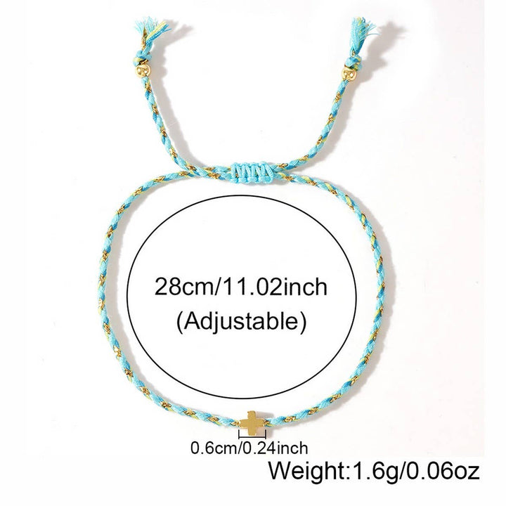 DIY HANDMADE FOUR-COLOR COTTON CROSS BRACELET_CWMM3800
