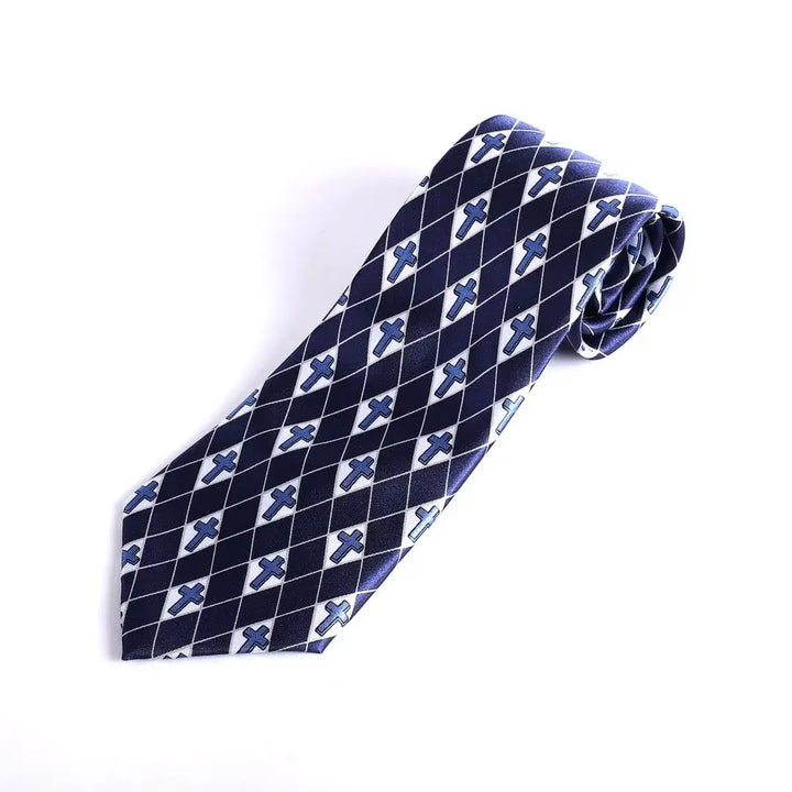 Tie Polyester Diamond Cross Navy