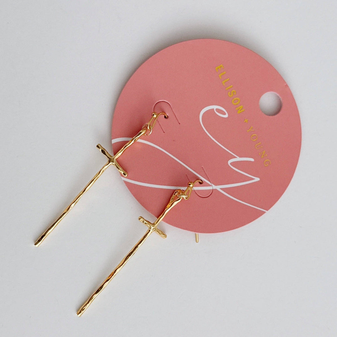 Minimal Molten Cross Earrings (18k gold plated Brass)