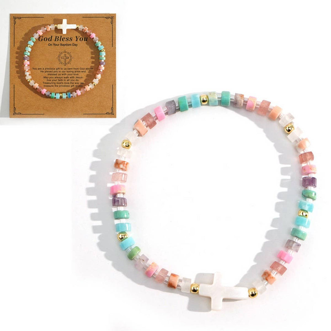 VERSATILE SWEET IRON GALLSTONE SHELL CROSS BRACELET_CWMM3804