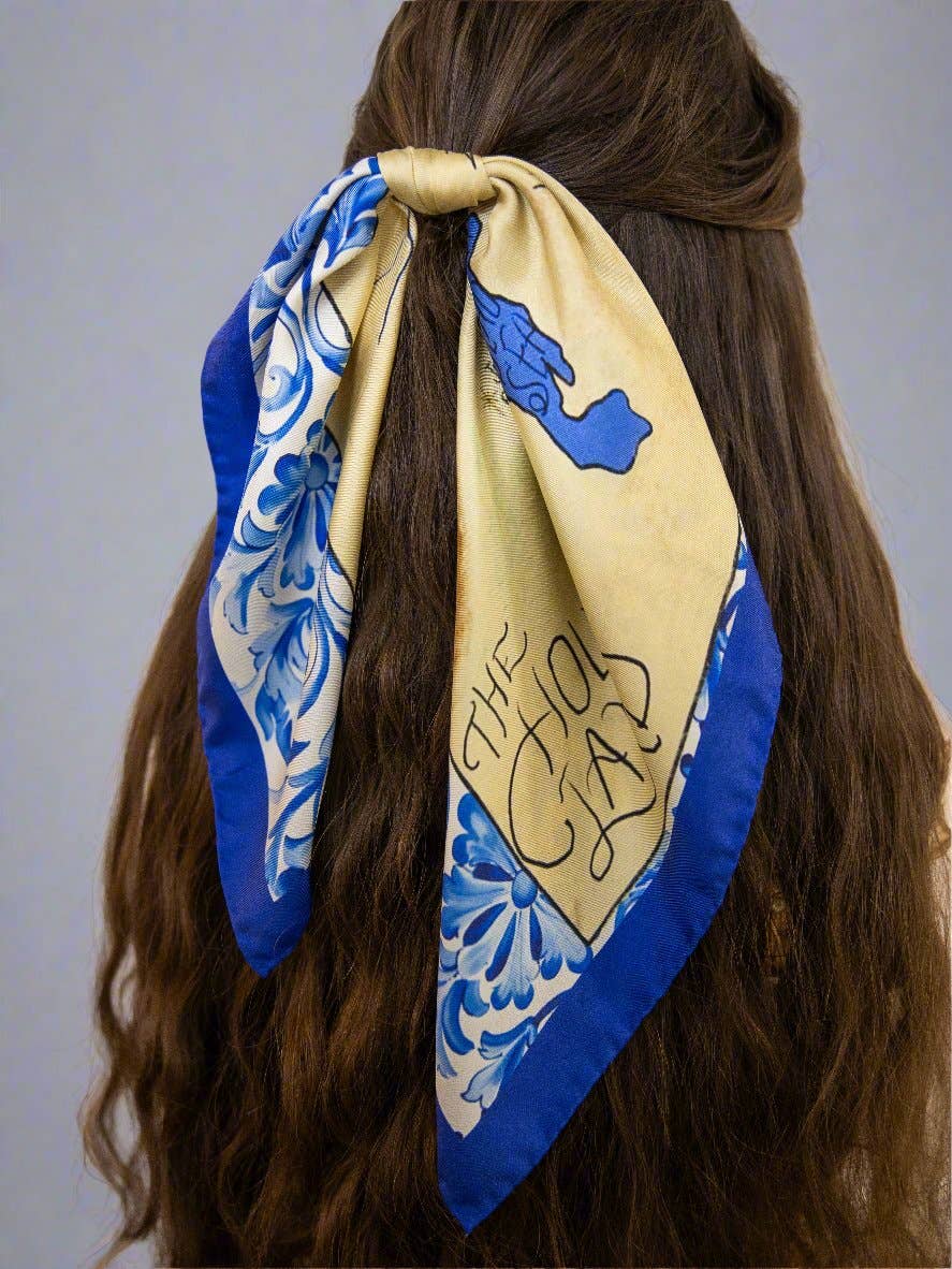 100% Silk Italian Scarf, Map of Jerusalem, "The Holy Land"