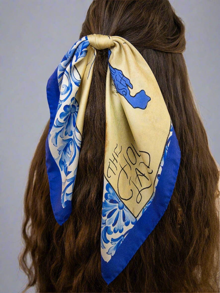 100% Silk Italian Scarf, Map of Jerusalem, "The Holy Land"