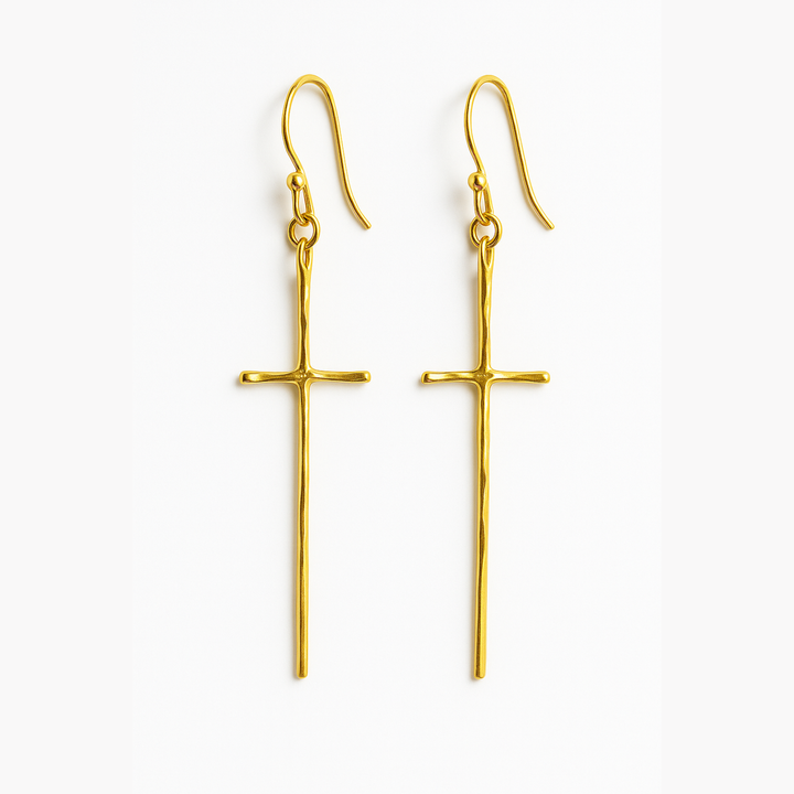 Minimal Molten Cross Earrings (18k gold plated Brass)