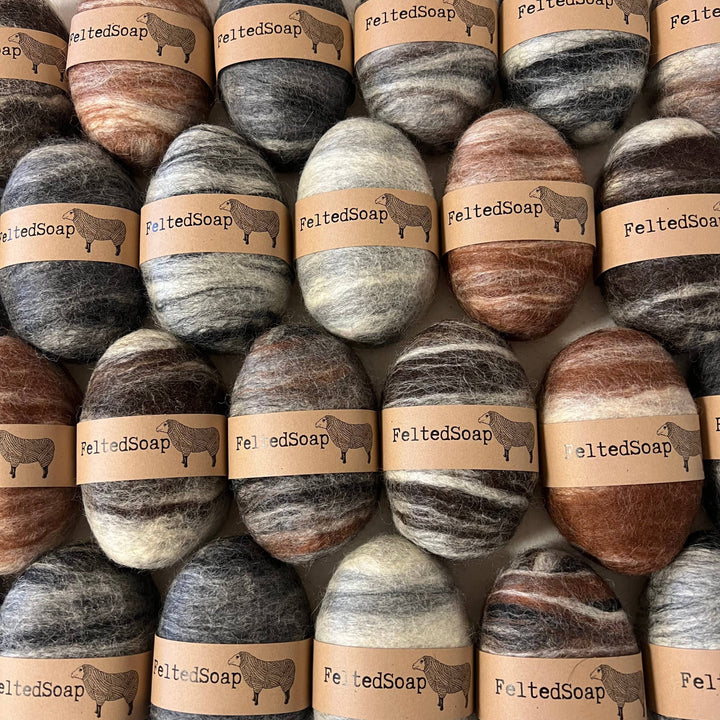 Felted Soap Natural Color Pack of 25 Individually Labeled