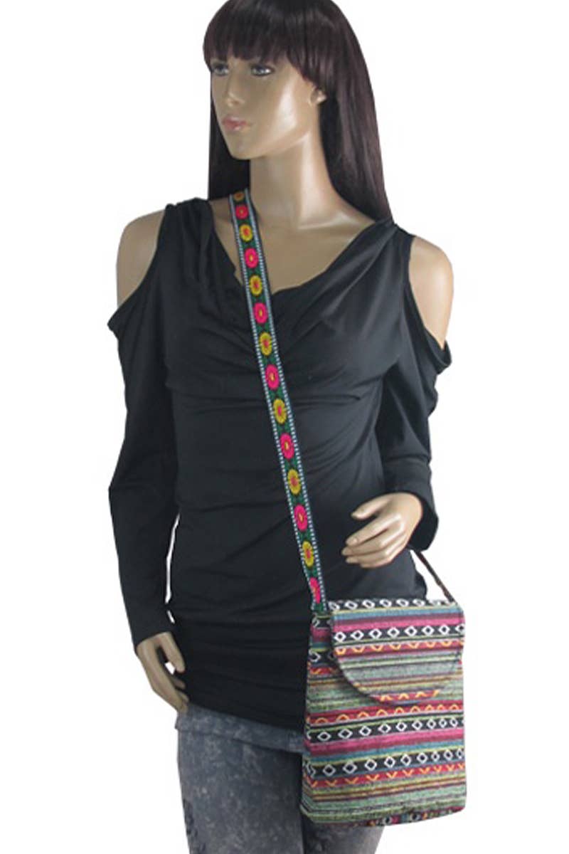 Navajo Baja Tribal Woven Front Flap Bucket Bag