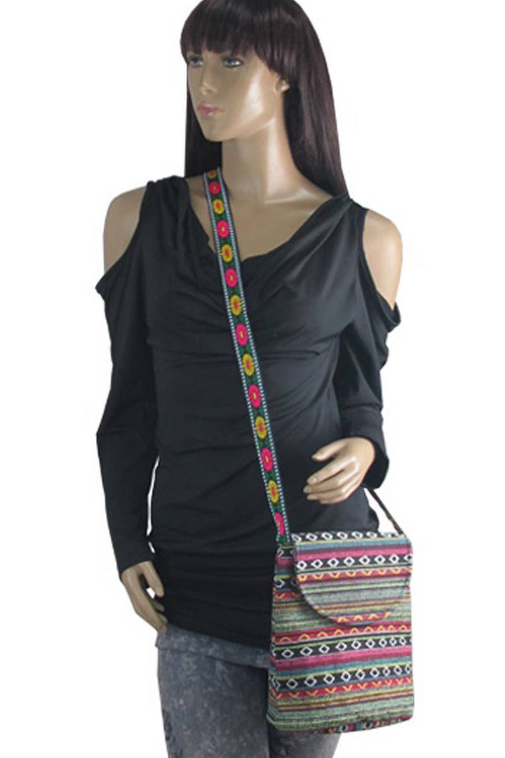 Navajo Baja Tribal Woven Front Flap Bucket Bag