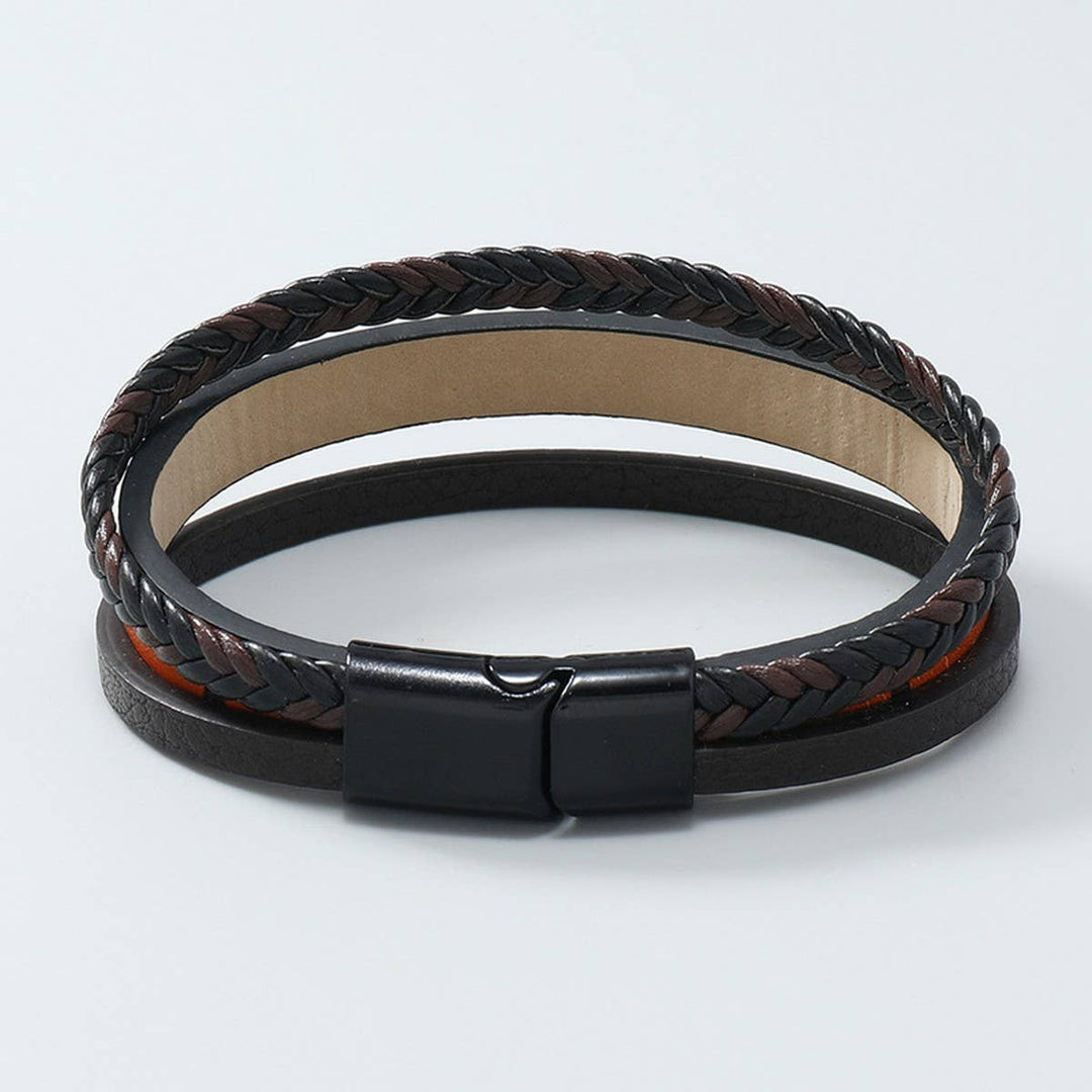 MULTI-LAYER HAND-WOVEN PU LEATHER CROSS BRACELET_CWMM4528
