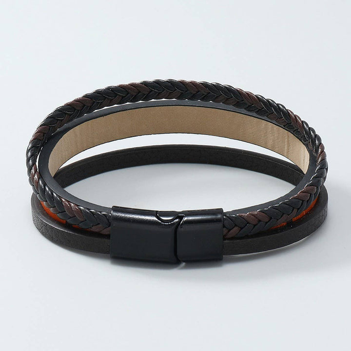 MULTI-LAYER HAND-WOVEN PU LEATHER CROSS BRACELET_CWMM4528