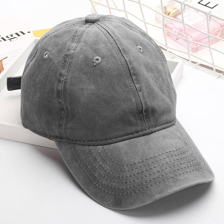 Washed Distressed Plain Cotton Baseball Cap_CWAH1854
