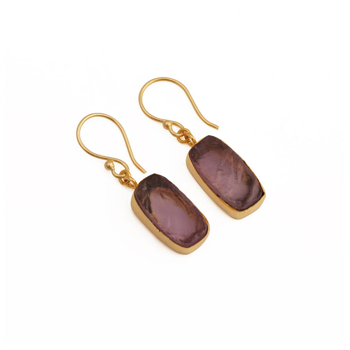Raw Amethyst Dangle Earring Raw Handmade Birthstone Earrings