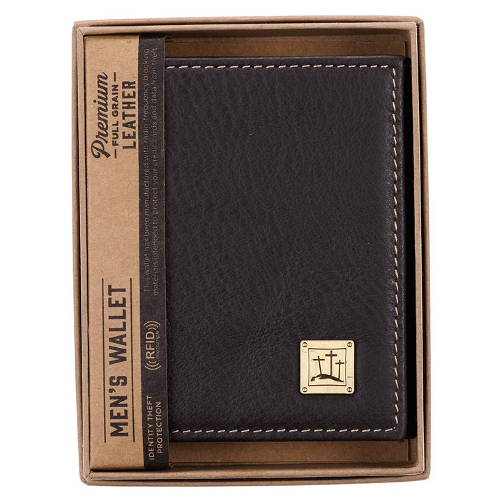 Wallet Leather Brown Crosses Badge