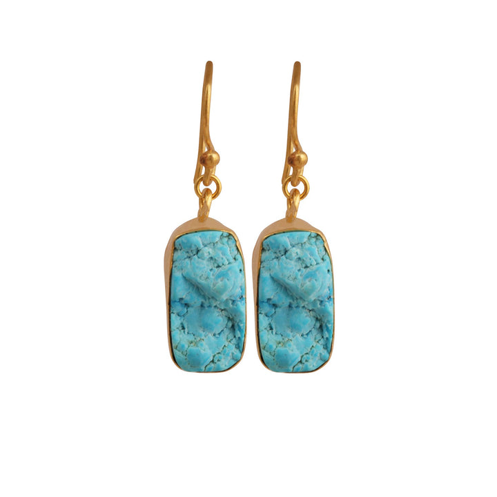 Turquoise Dangle Earring Raw Birthstone Handmade Earrings