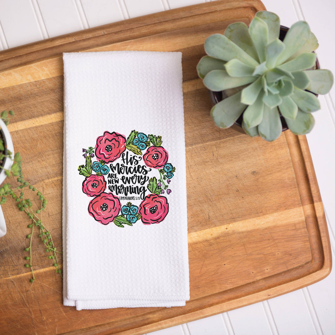 Lamentations Quote Religious Kitchen Towel, Spring Decor