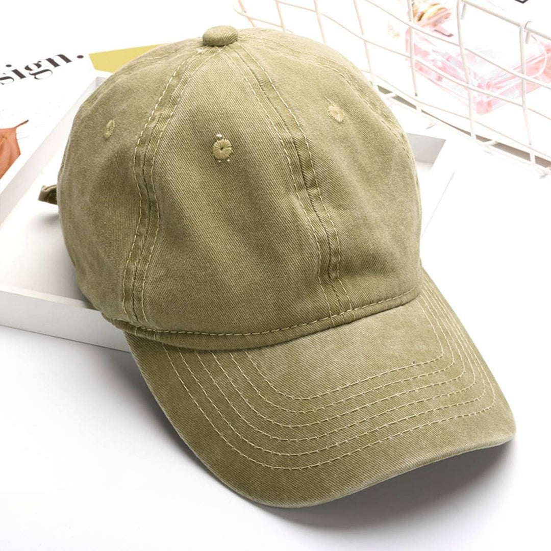 Washed Distressed Plain Cotton Baseball Cap_CWAH1854