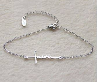 Faith Cross Choker Necklace or Bracelet in Gold or Silver