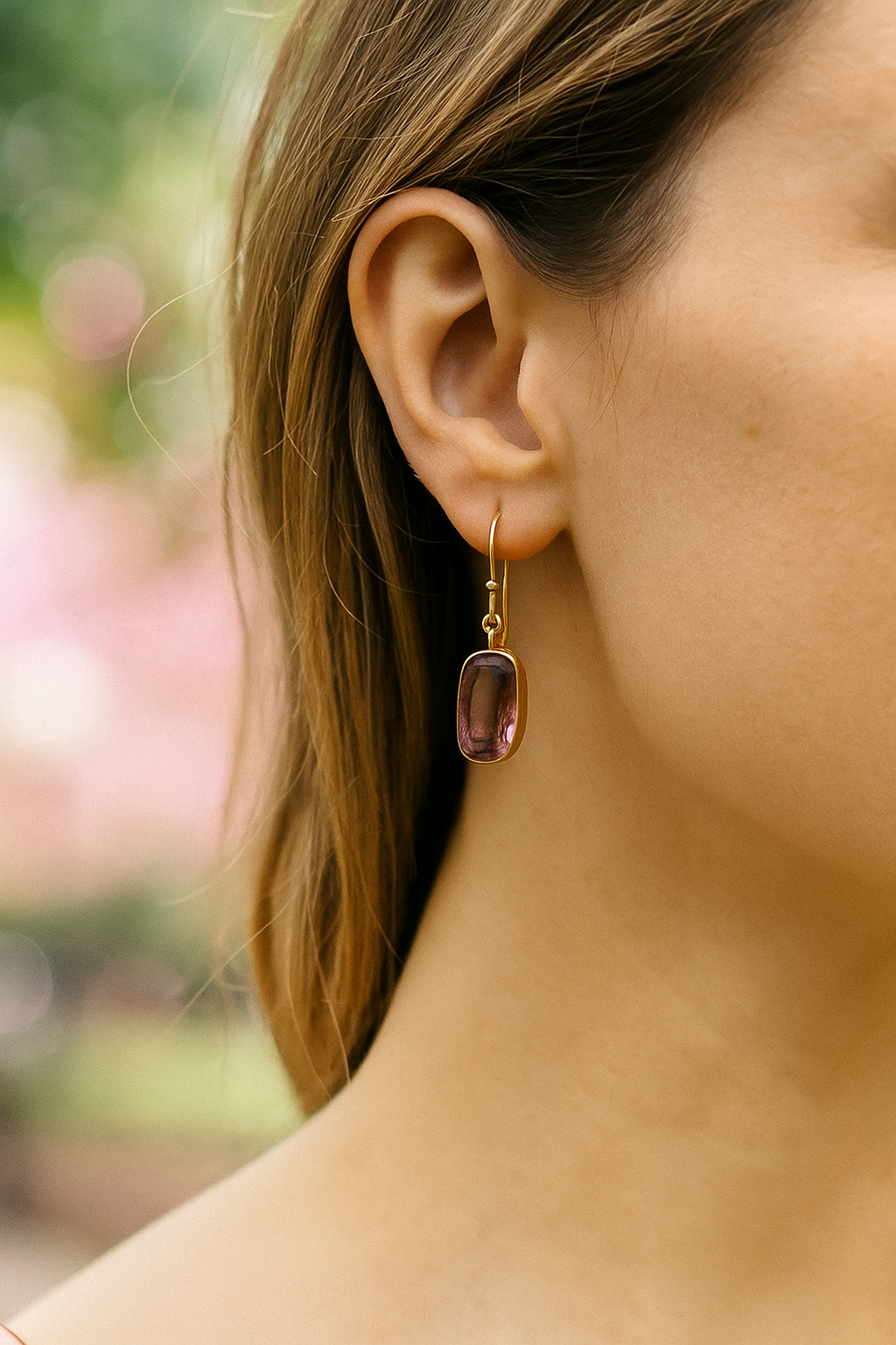 Raw Amethyst Dangle Earring Raw Handmade Birthstone Earrings