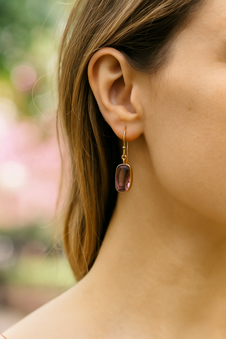 Raw Amethyst Dangle Earring Raw Handmade Birthstone Earrings