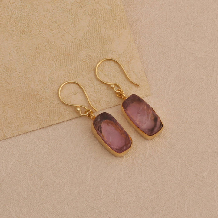 Raw Amethyst Dangle Earring Raw Handmade Birthstone Earrings