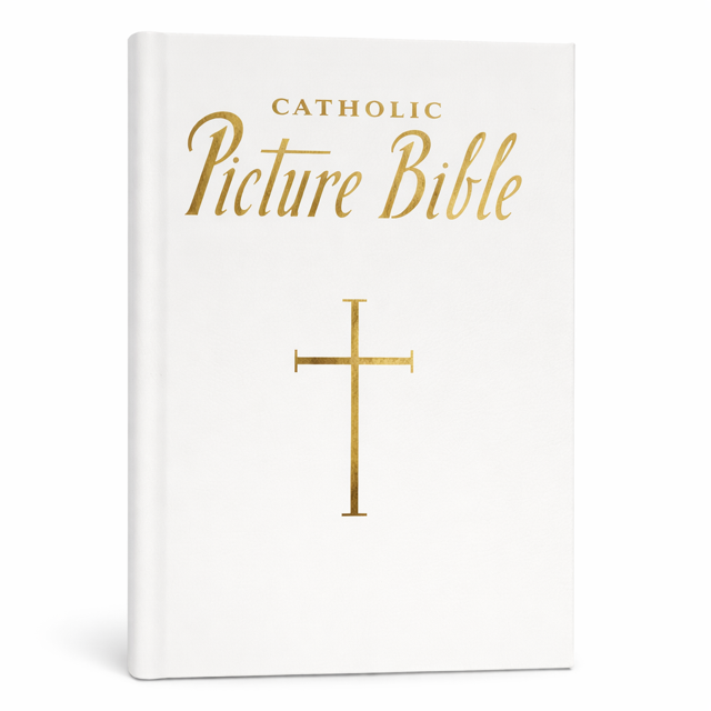 Catholic Picture Bible – White & Gold Hardcover | First Communion Gift