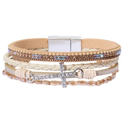Multi-Layered Cross Bracelet, Natural