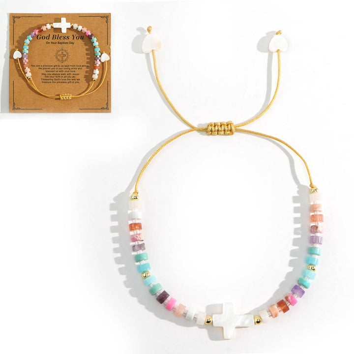 VERSATILE SWEET IRON GALLSTONE SHELL CROSS BRACELET_CWMM3804