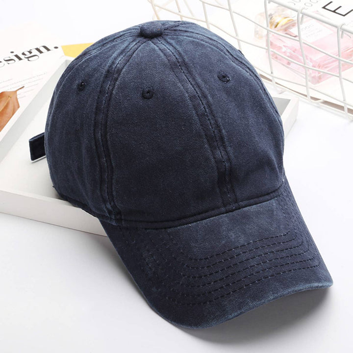Washed Distressed Plain Cotton Baseball Cap_CWAH1854