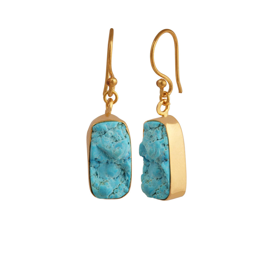 Turquoise Dangle Earring Raw Birthstone Handmade Earrings