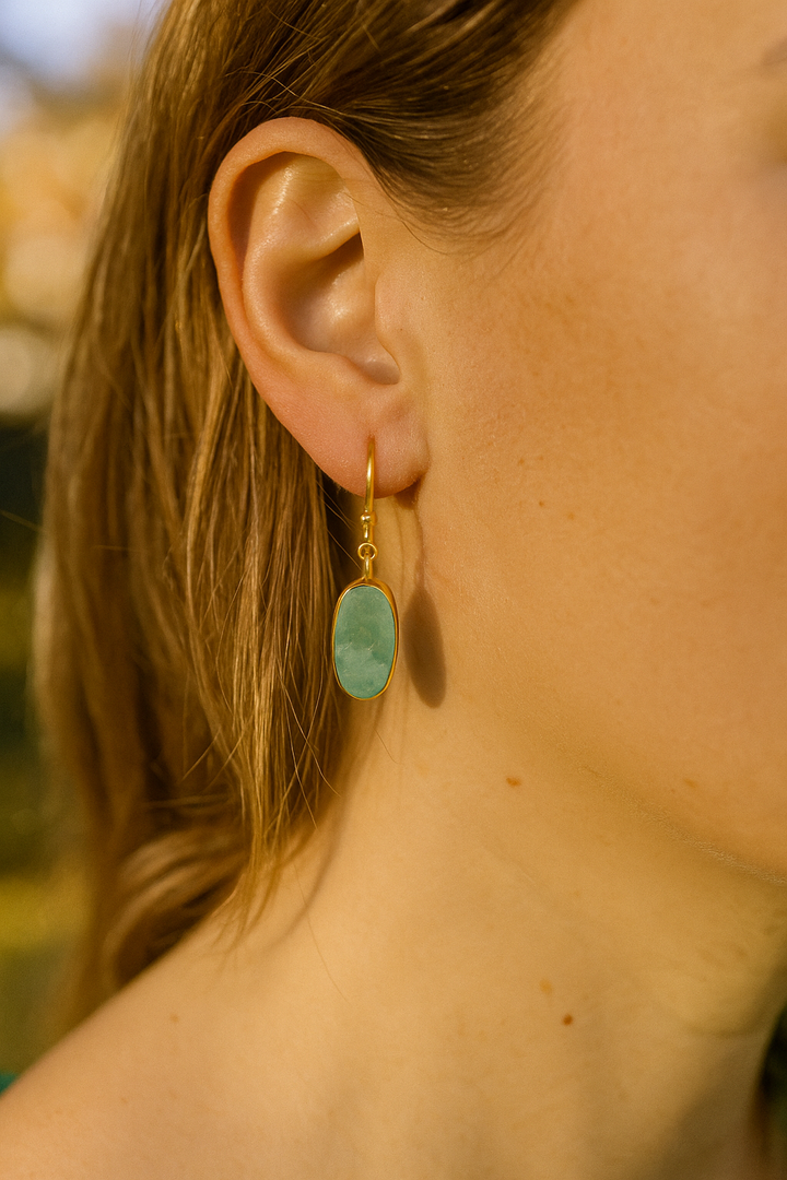 Turquoise Dangle Earring Raw Birthstone Handmade Earrings