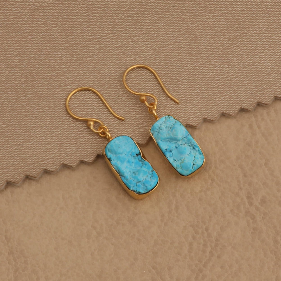 Turquoise Dangle Earring Raw Birthstone Handmade Earrings
