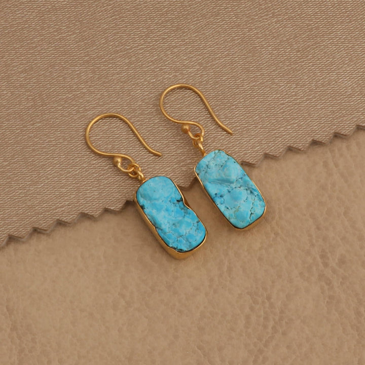 Turquoise Dangle Earring Raw Birthstone Handmade Earrings