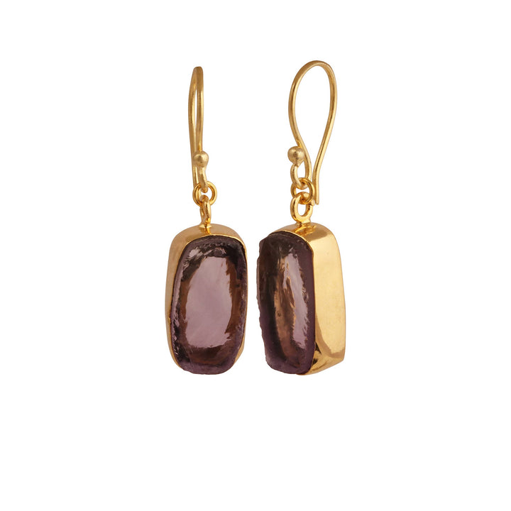 Raw Amethyst Dangle Earring Raw Handmade Birthstone Earrings