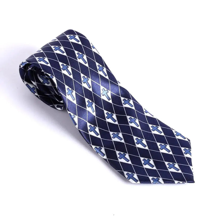 Tie Polyester Diamond Cross Navy