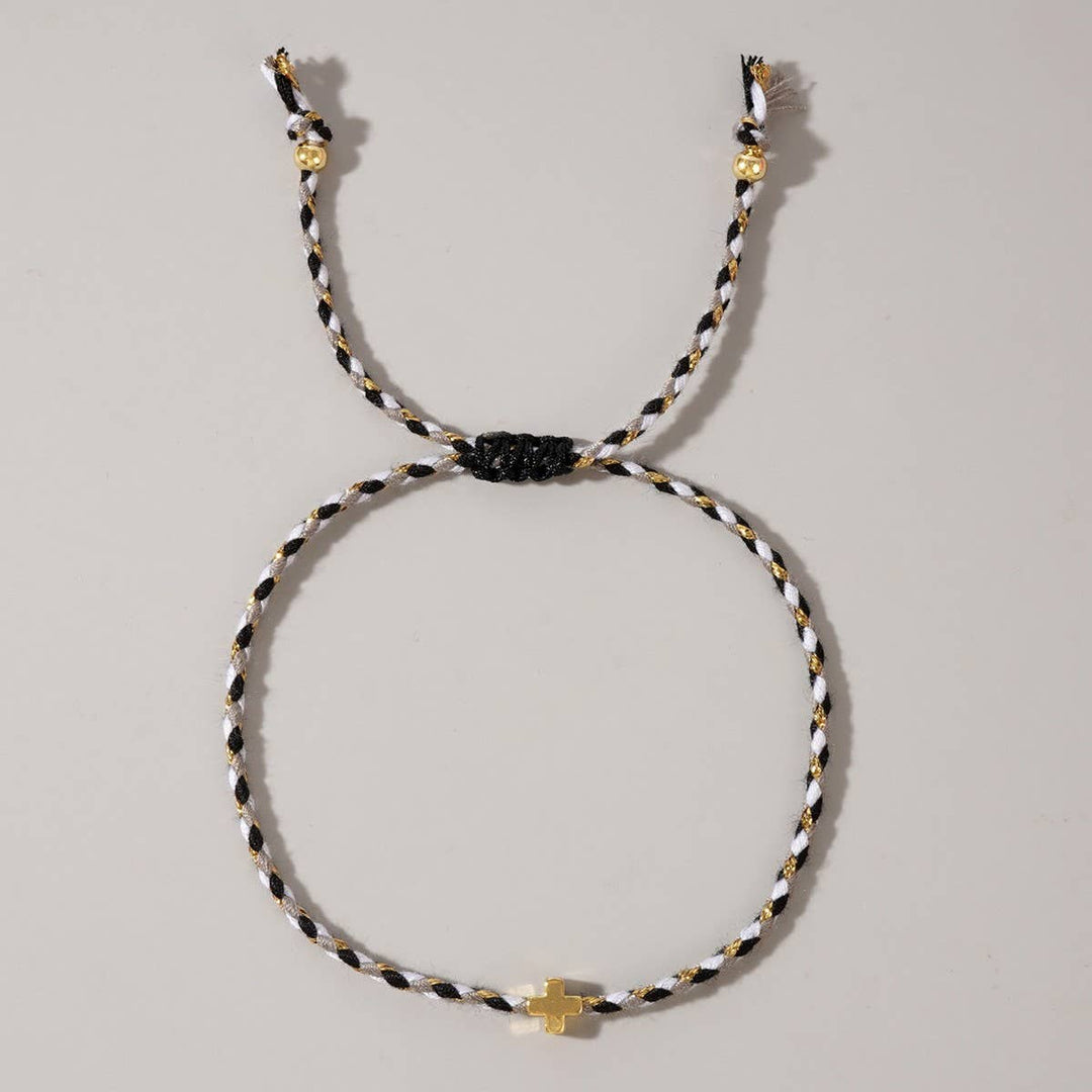DIY HANDMADE FOUR-COLOR COTTON CROSS BRACELET_CWMM3800