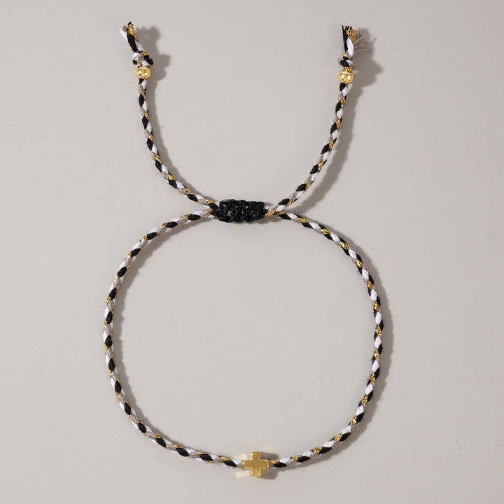 DIY HANDMADE FOUR-COLOR COTTON CROSS BRACELET_CWMM3800