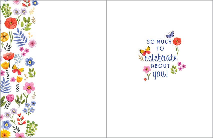 Birthday Greeting Card - Friend - Flowers everywhere