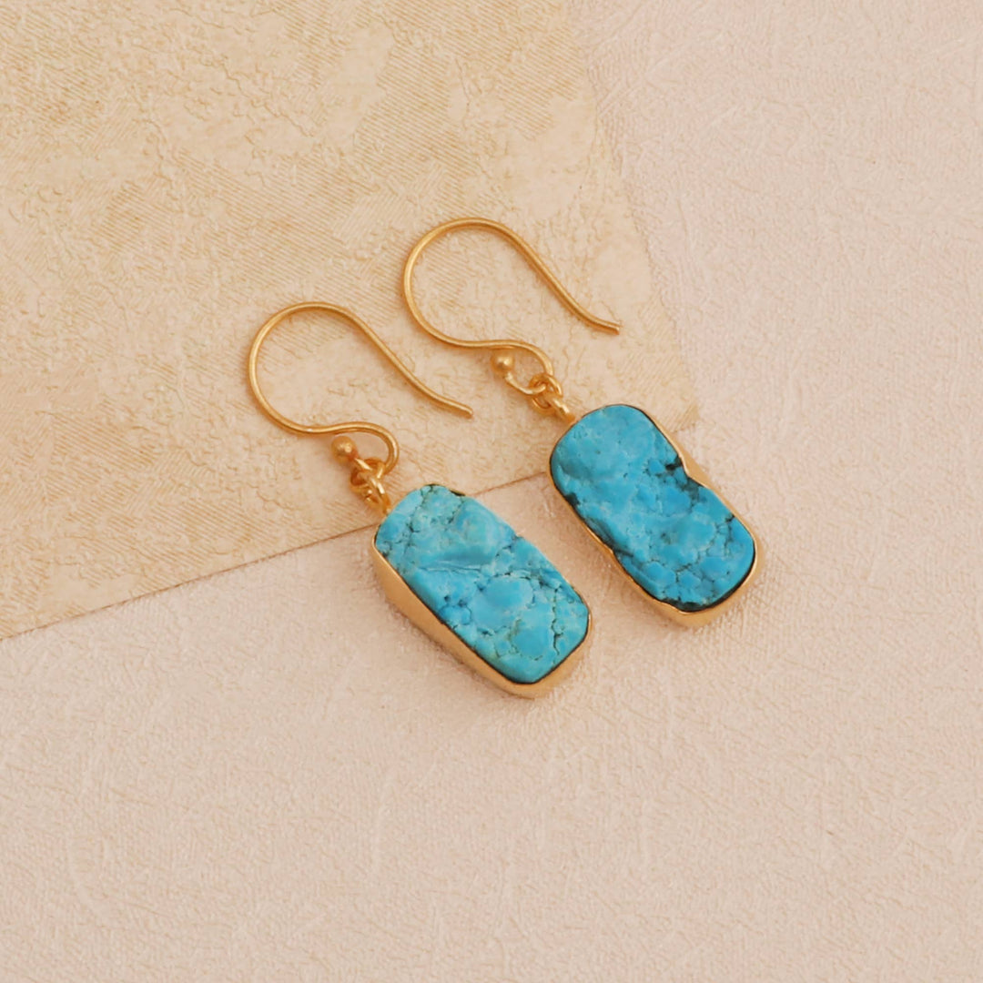 Turquoise Dangle Earring Raw Birthstone Handmade Earrings