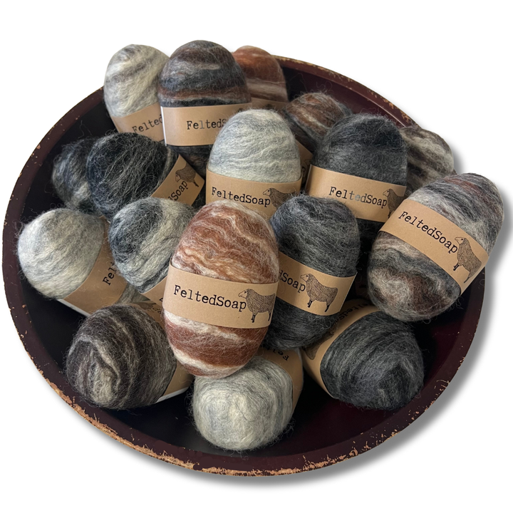 Felted Soap Natural Color Pack of 25 Individually Labeled