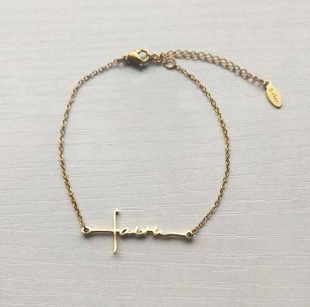 Faith Cross Choker Necklace or Bracelet in Gold or Silver