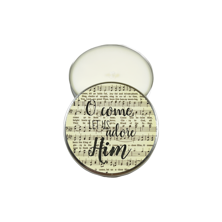 "O Come Let Us Adore Him - Amber & Fig 4oz Tin candle